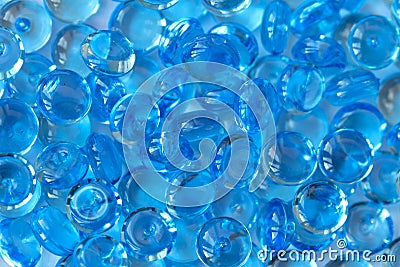 Transparent blue glass marble beads Stock Photo
