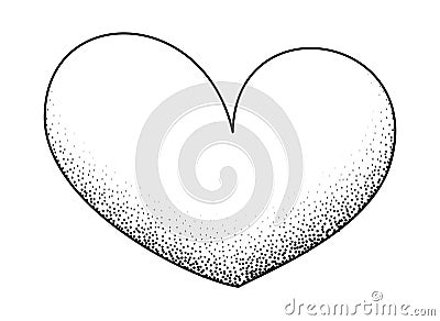 Transparent bubble line art heart shape with stippled shadow Vector Illustration