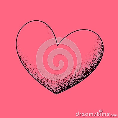 Transparent bubble line art heart shape with stippled shadow Vector Illustration