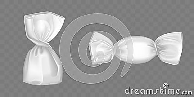 Transparent candy wrapper isolated, blank package Vector Illustration