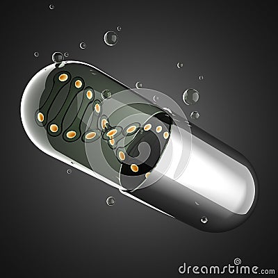 Transparent capsule on gray background Stock Photo