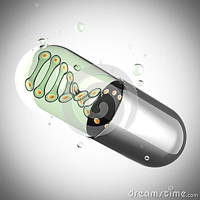 Transparent capsule on gray background Stock Photo