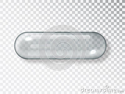 Transparent Capsule Pill. Empty Medicine capsule shape container isolated on transparent background Vector Illustration