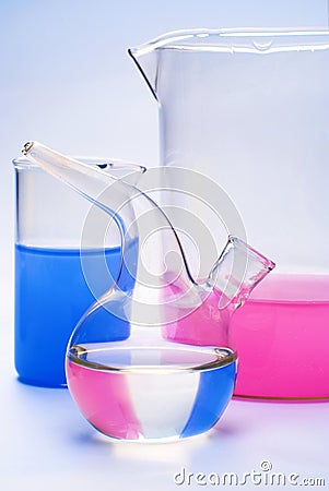 Transparent chemical glassware Stock Photo