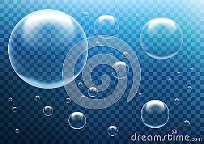 Transparent clean realistic water bubbles Cartoon Illustration