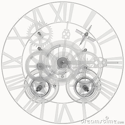 Transparent clock mechanism Stock Photo