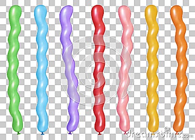 Twisted wavy inflatable transparent balloon set Vector Illustration