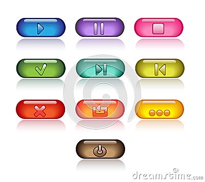 Transparent control buttons. Bright series Vector Illustration
