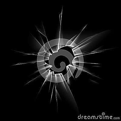 Transparent Crack Glass with Sharp Edges and holes Vector Illustration