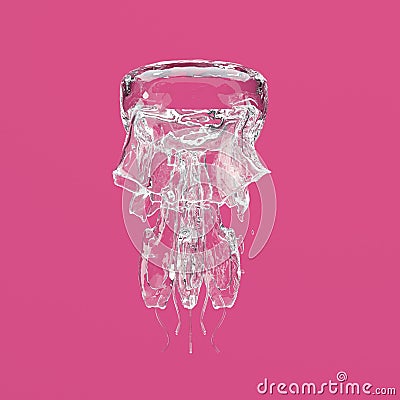 Transparent and cristall jellyfish on pink background Stock Photo