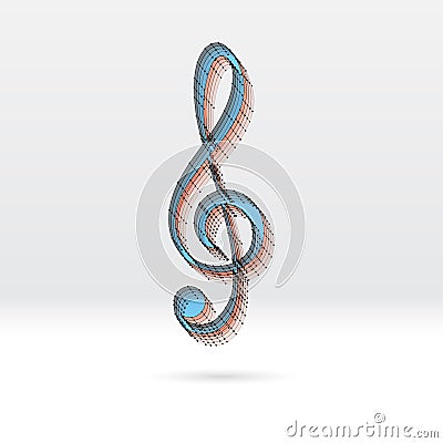 Transparent music key with dotted scheme Vector Illustration