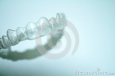 Transparent dental orthodontics to correct dental alignment Stock Photo