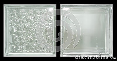 Transparent double square bathroom glass block cube Stock Photo