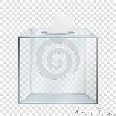 Transparent election box mockup, realistic style Vector Illustration