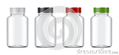 Blank bottles mockups for pills or other pharmaceutical preparations. Vector Illustration