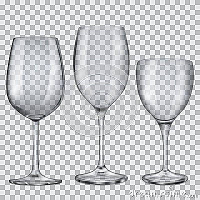 Transparent empty glass goblets for wine Stock Photo