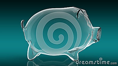 Transparent empty piggy bank. 3d rendering Stock Photo