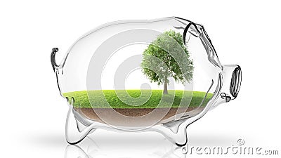 Transparent empty piggy bank. 3d rendering Stock Photo