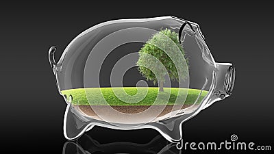 Transparent empty piggy bank. 3d rendering Stock Photo