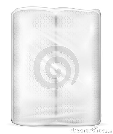 Transparent empty plastic packaging with paper towels Vector Illustration