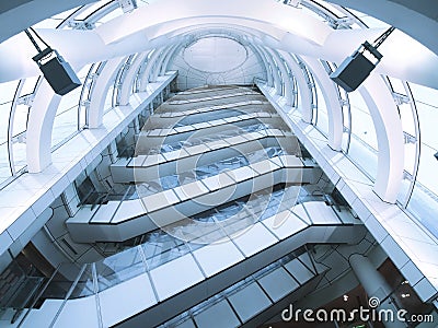 Transparent escalator Stock Photo