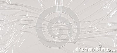 Transparent film cellophane background. White wrinkled stretched plastic texture background Stock Photo