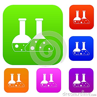 Transparent flasks set collection Vector Illustration