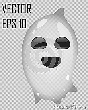 Transparent ghost on checked background. Halloween vector illustration. Vector Illustration