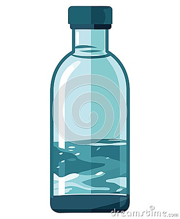 Transparent glass bottle with fresh purified water Vector Illustration
