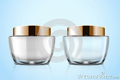 Glass cosmetic cream jar mockup Cartoon Illustration