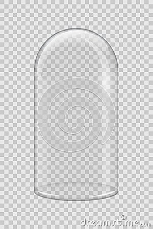 Transparent glass cover. Vector vertical dome isolated on transparent background. Vector Illustration