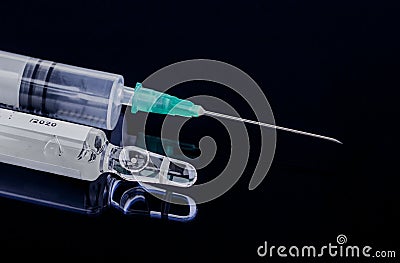 Drug ampoules used for vaccine Stock Photo