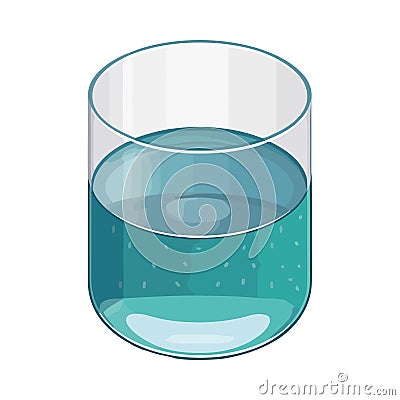 Transparent glass of fresh purified water drops Vector Illustration