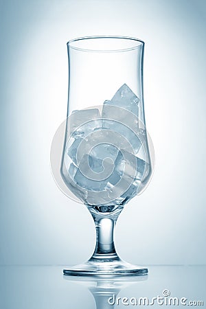 Transparent glass with ice, light toning, close-up Stock Photo