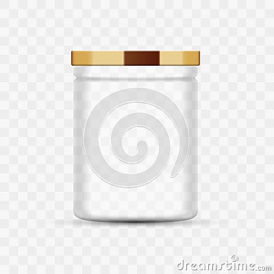 Transparent Glass Jar for canning and preserving. Metal cover lid. Homemade kitchen conservation Vector Illustration