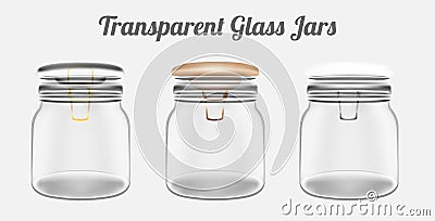 Transparent Glass Jars Vector Illustration