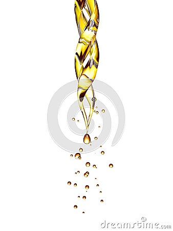 Transparent glass pipette with a Golden liquid dripping Stock Photo
