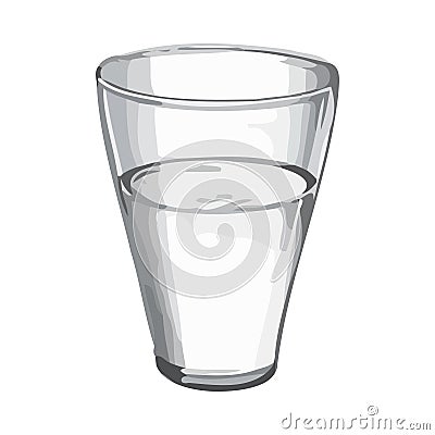Transparent glass of purified water, freshness Vector Illustration