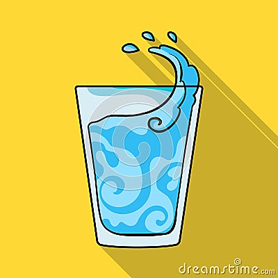 Transparent glass with water. Water to take my pills insulin for diabetics. Diabetes single icon in flat style vector Vector Illustration