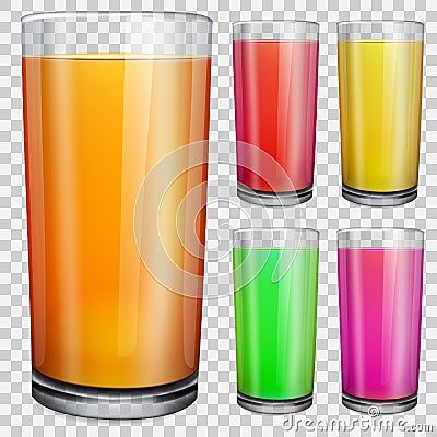 Transparent glasses with opaque colored juice Stock Photo