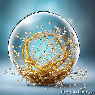 A transparent globe with complex structures inside. Stock Photo