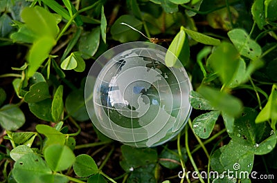 transparent globe in the grass Stock Photo