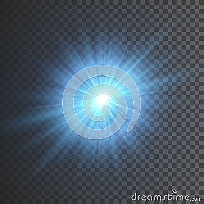 Transparent glow light effect. Star burst with sparkles. Blue glitter. Vector illustration Vector Illustration