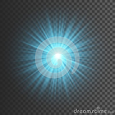 Transparent glow light effect. Star burst with sparkles. Blue glitter. Vector illustration Vector Illustration