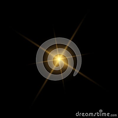 Transparent glow light effect. Star burst with sparkles. Gold glitter Vector Illustration