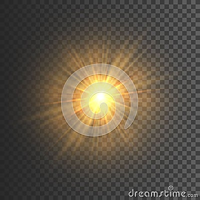 Transparent glow light effect. Star burst with sparkles. Gold glitter. Vector illustration Vector Illustration