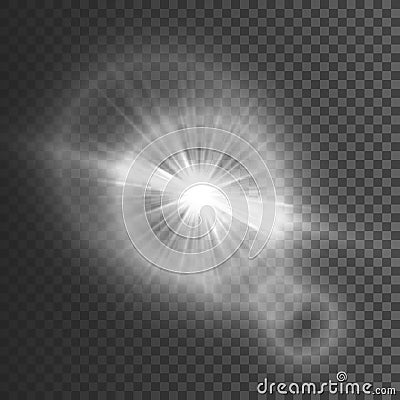 Transparent glow light effect. Star burst with sparkles. White glitter. Vector illustration Vector Illustration