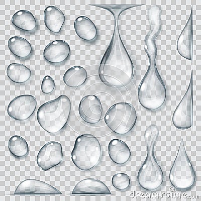 Transparent gray drops. Transparency only in vector format Vector Illustration