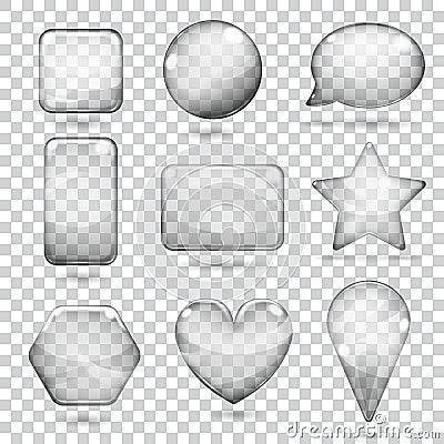 Transparent gray glass shapes Stock Photo