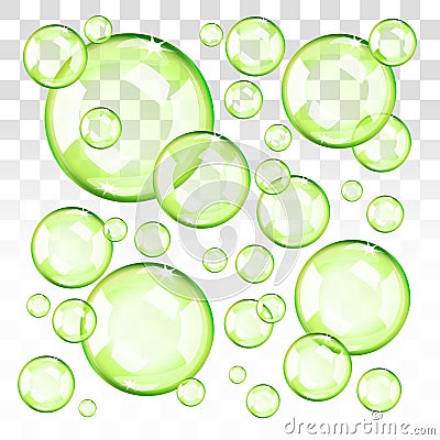 Transparent green bubbles with transparent background Vector Illustration
